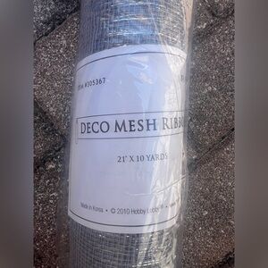 Deco Mesh ribbon silver metallic